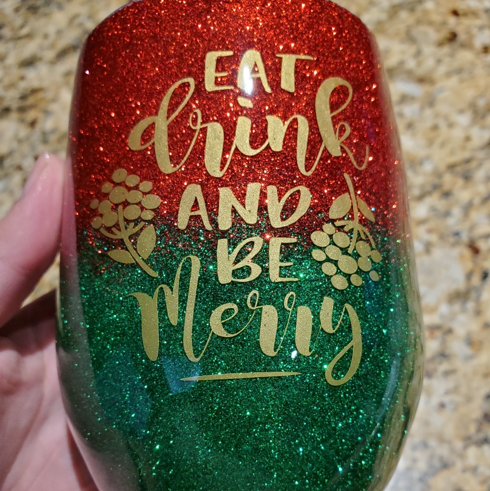 Wine tumbler- red and green